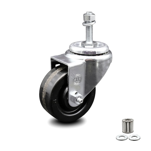 3 Inch Phenolic Wheel Swivel 10mm Threaded Stem Caster